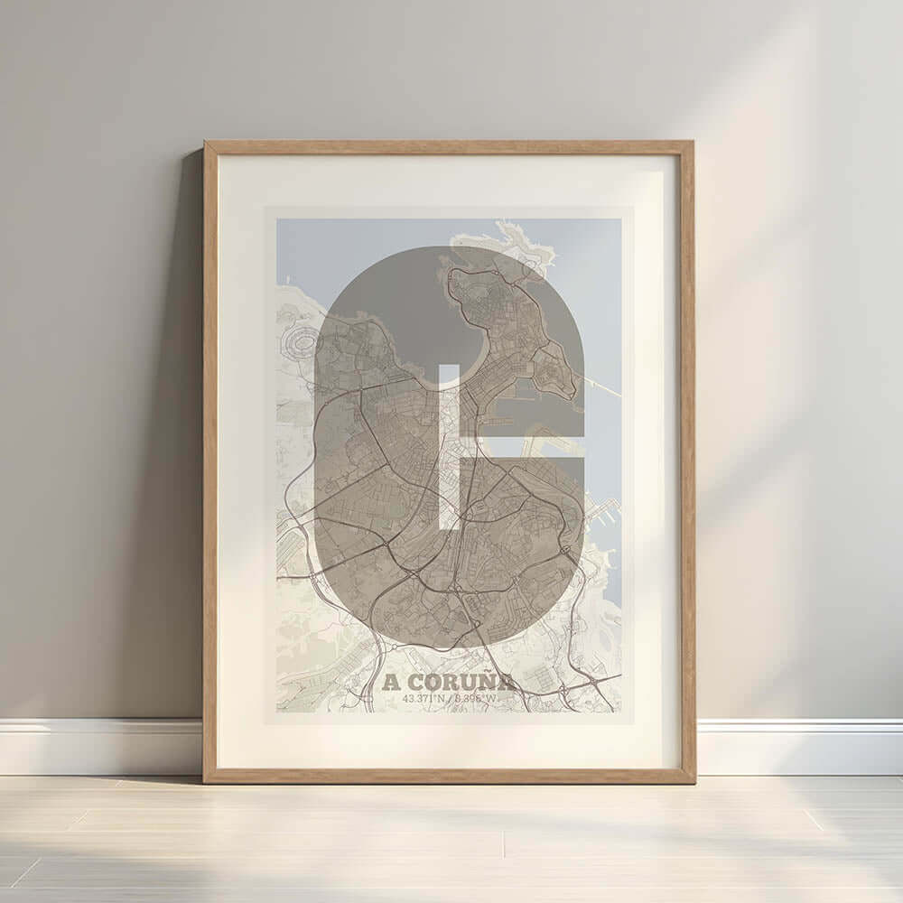 Lámina decorativa de A Coruña – Arte tipográfico moderno