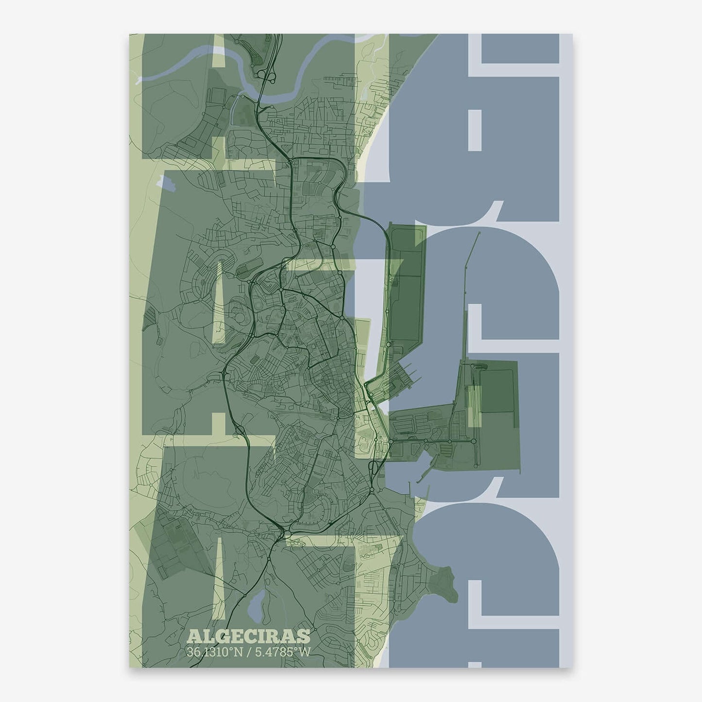 Ilustración de Algeciras con tipografía geométrica – "Las Letras Inseparables"