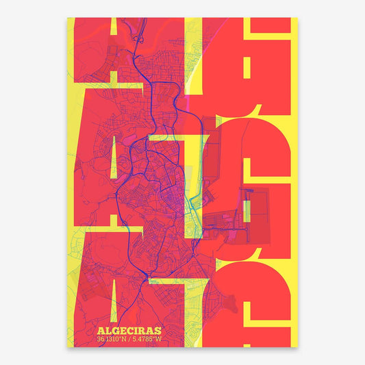 Artistic poster of Algeciras with geometric typography - Personalized decoration