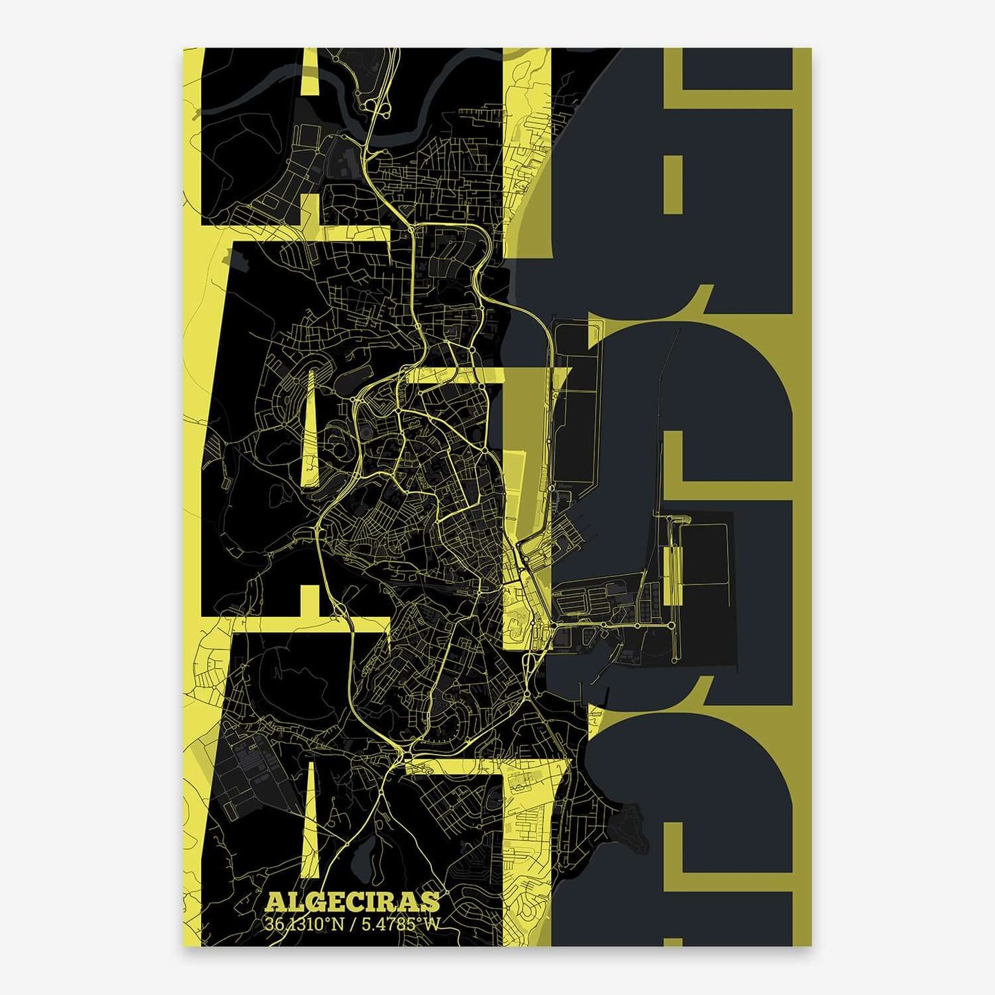 Ilustración de Algeciras con tipografía geométrica – "Las Letras Inseparables"