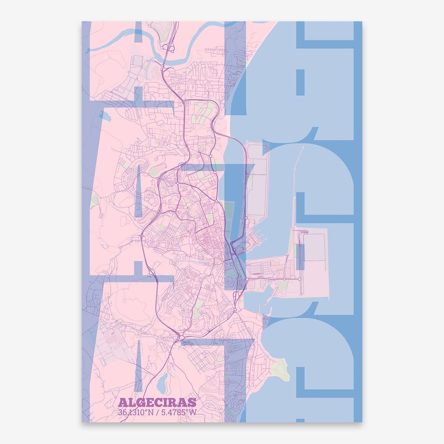 Ilustración de Algeciras con tipografía geométrica – "Las Letras Inseparables"