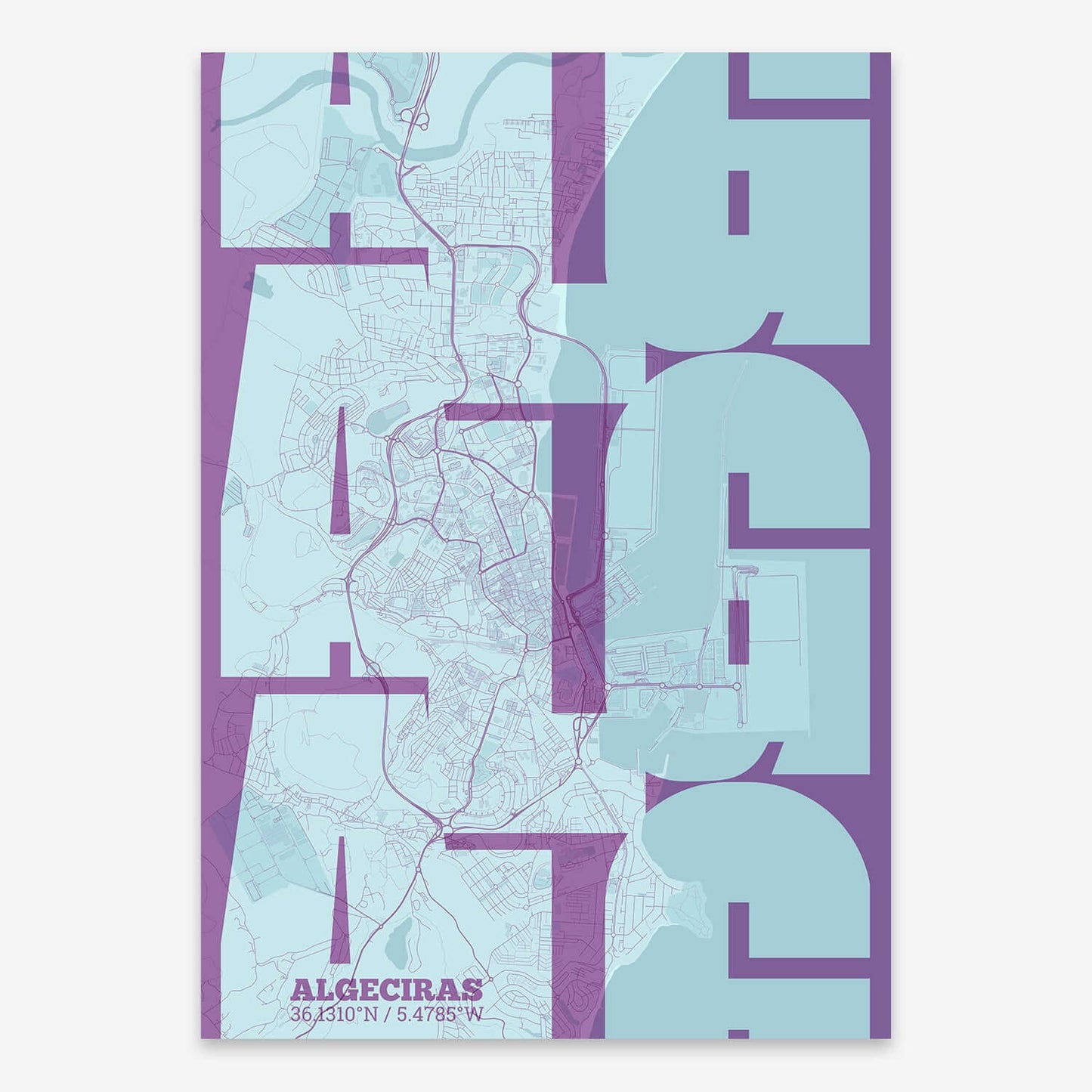 Ilustración de Algeciras con tipografía geométrica – "Las Letras Inseparables"
