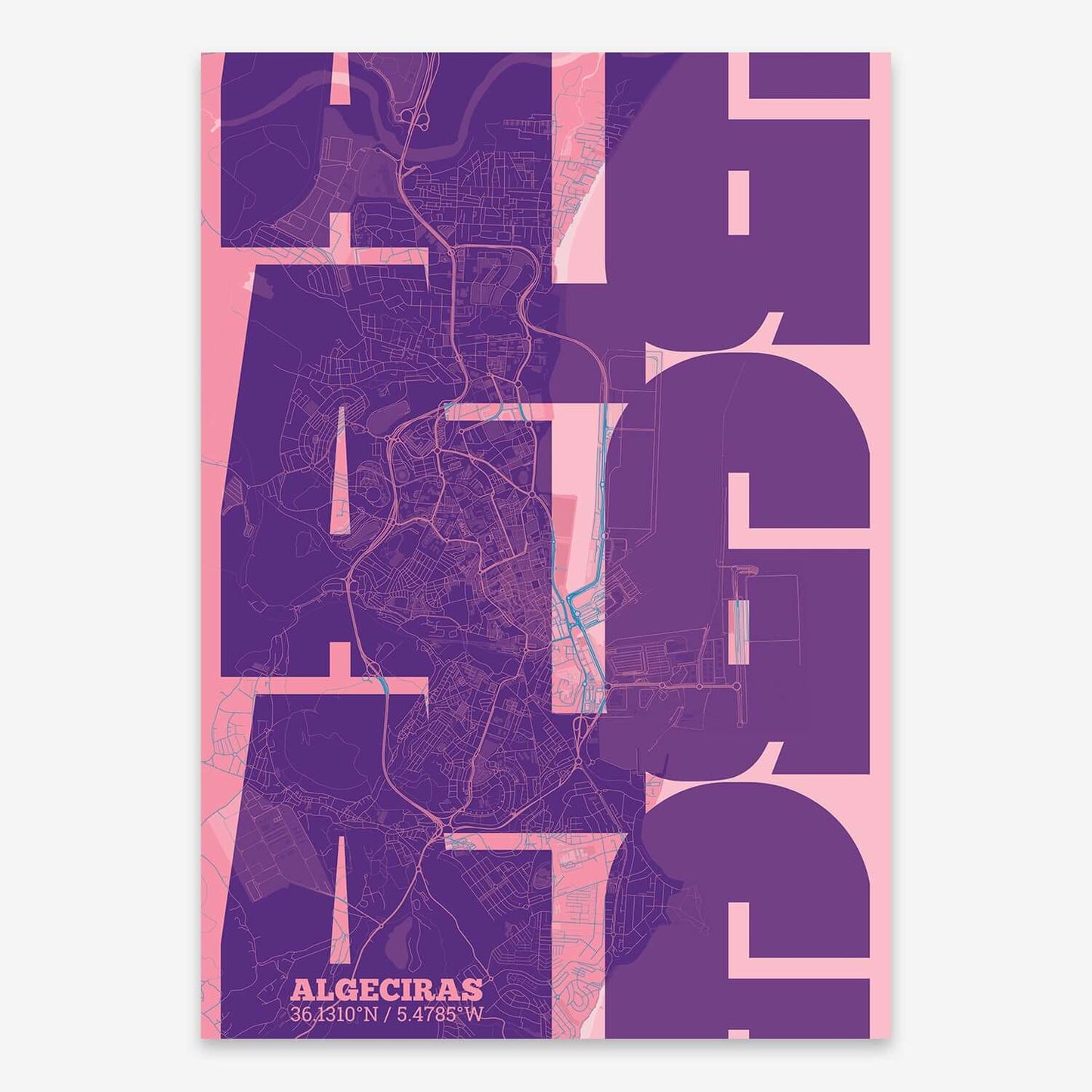 Ilustración de Algeciras con tipografía geométrica – "Las Letras Inseparables"