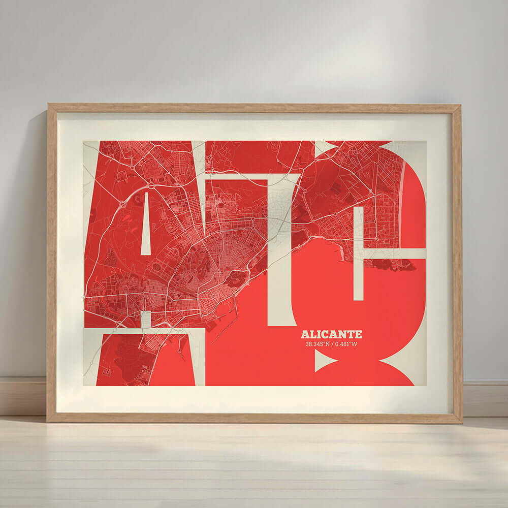 Ilustración de Alicante con tipografía geométrica – "Las Letras Inseparables"
