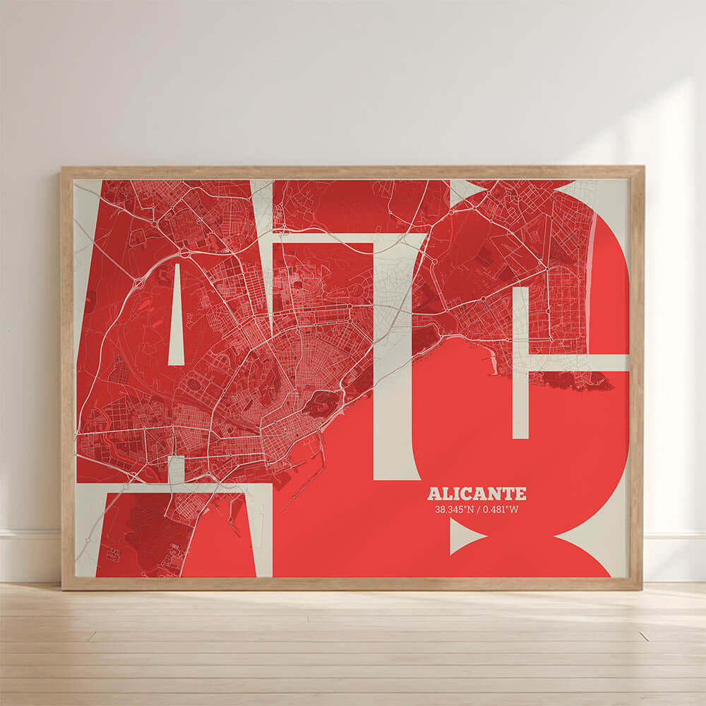 Ilustración de Alicante con tipografía geométrica – "Las Letras Inseparables"