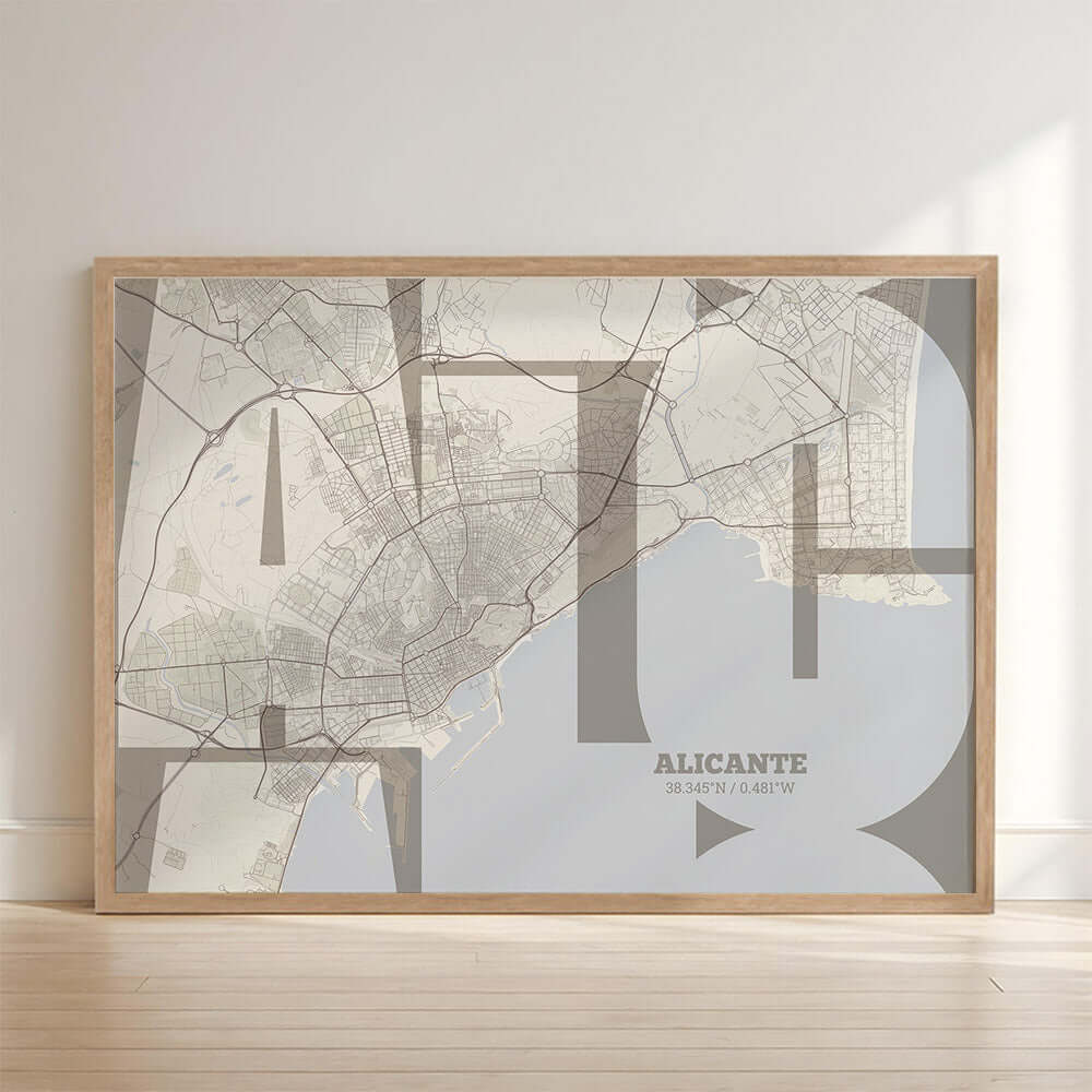 Ilustración de Alicante con tipografía geométrica – "Las Letras Inseparables"