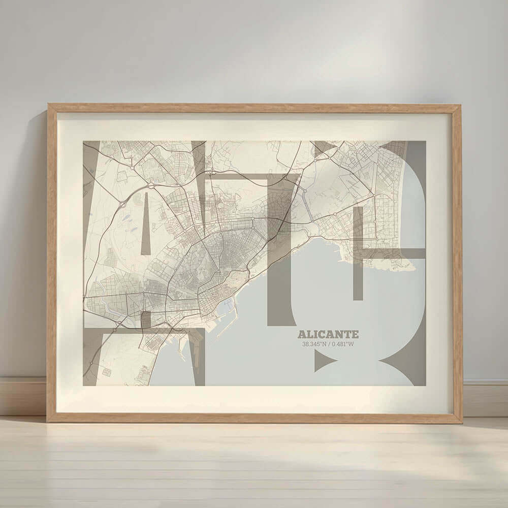 Ilustración de Alicante con tipografía geométrica – "Las Letras Inseparables"