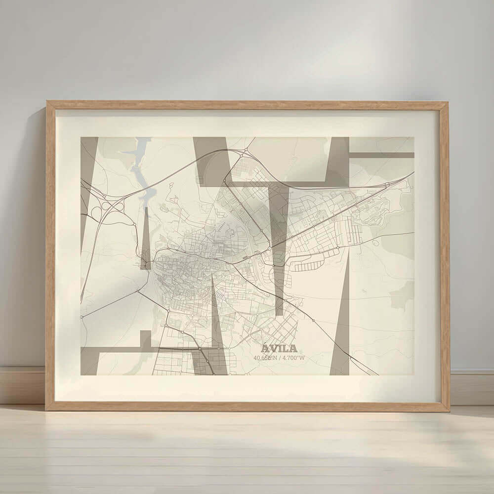 Póster artístico de Ávila con tipografía geométrica - Decoración personalizada