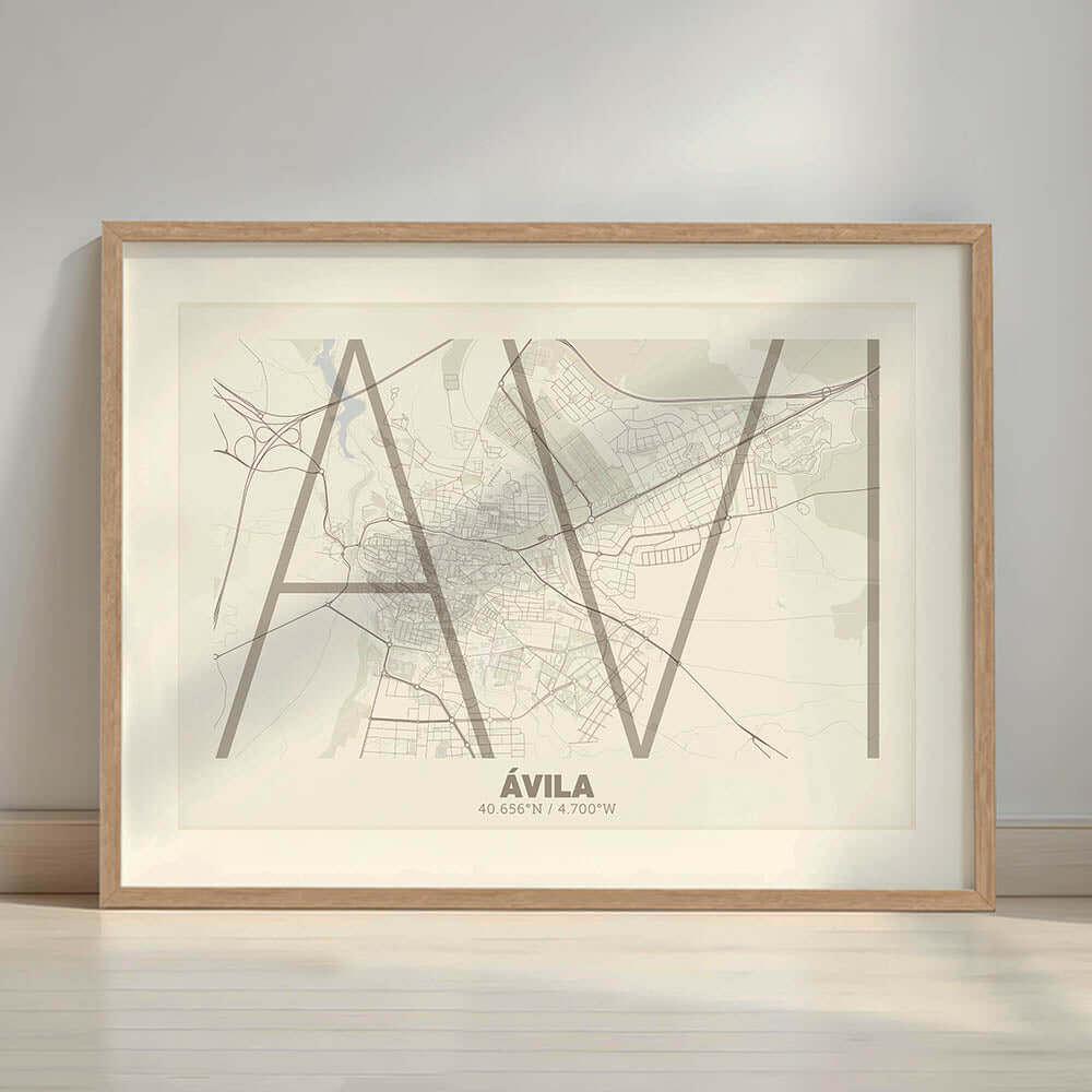 Póster decorativo de Ávila – Arte tipográfico ultrafino