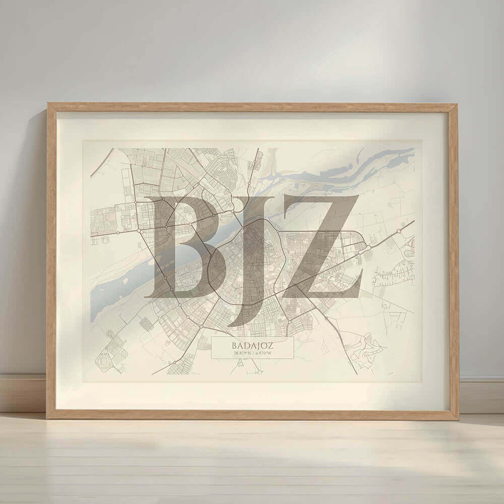 Lámina elegante de Badajoz – Póster minimlaista y sofisticado
