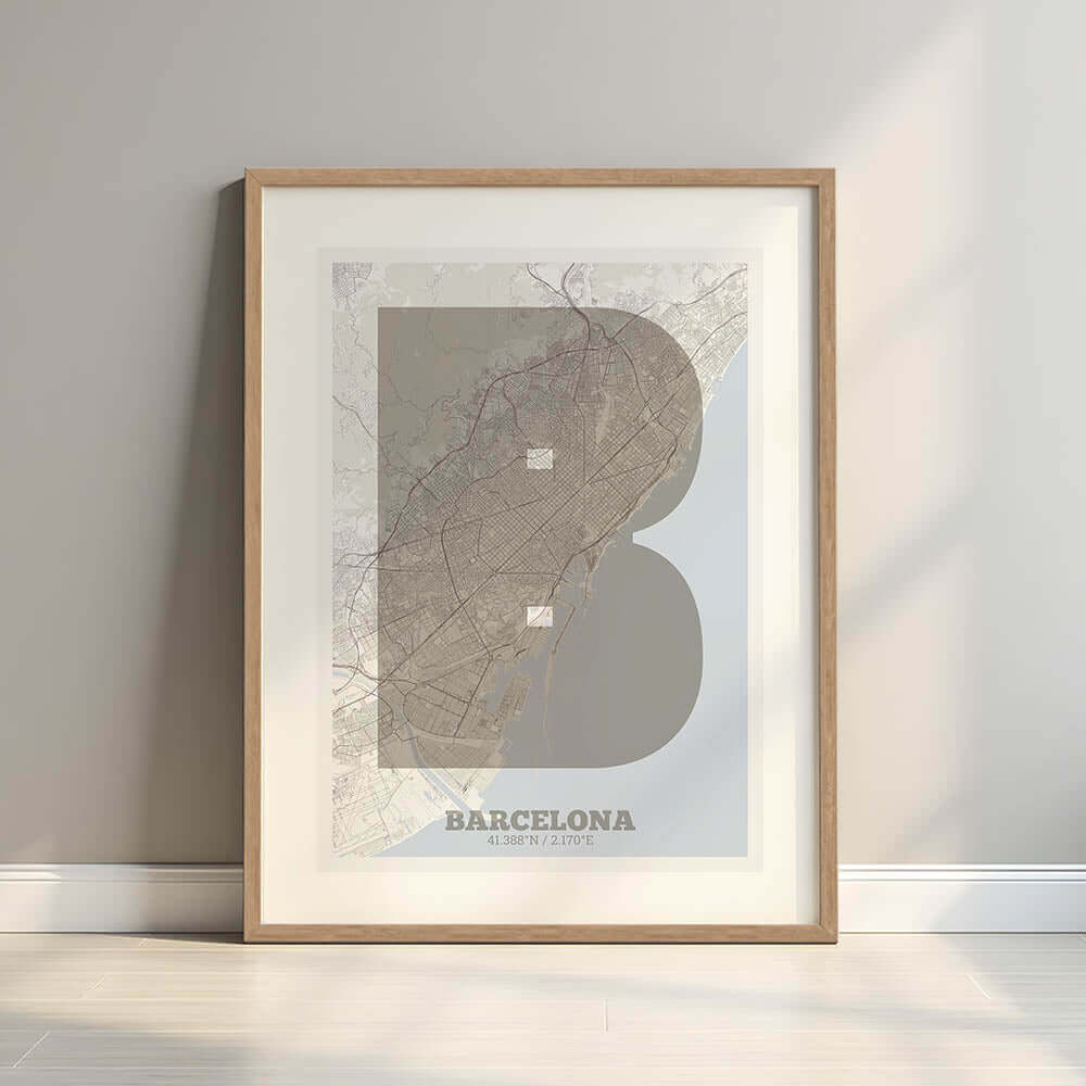 Lámina decorativa de Barcelona – Arte tipográfico moderno