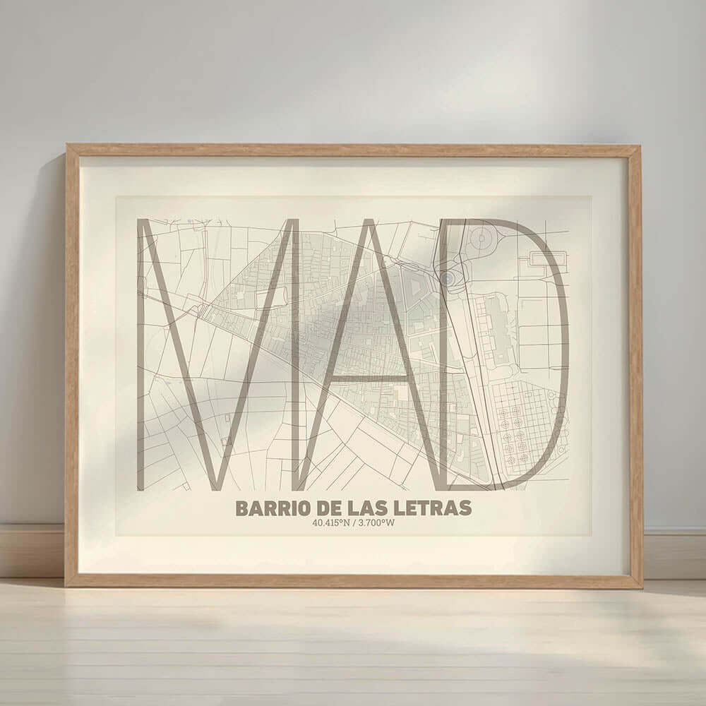 Póster del Barrio de Las Letras, Madrid – Arte tipográfico ultrafino