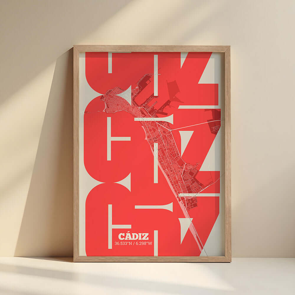 Ilustración de Cádiz con tipografía geométrica – "Las Letras Inseparables"