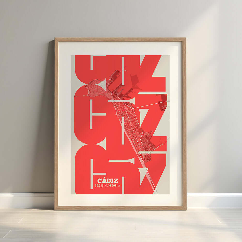 Ilustración de Cádiz con tipografía geométrica – "Las Letras Inseparables"