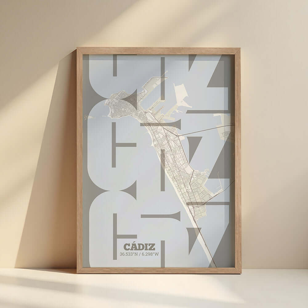 Ilustración de Cádiz con tipografía geométrica – "Las Letras Inseparables"