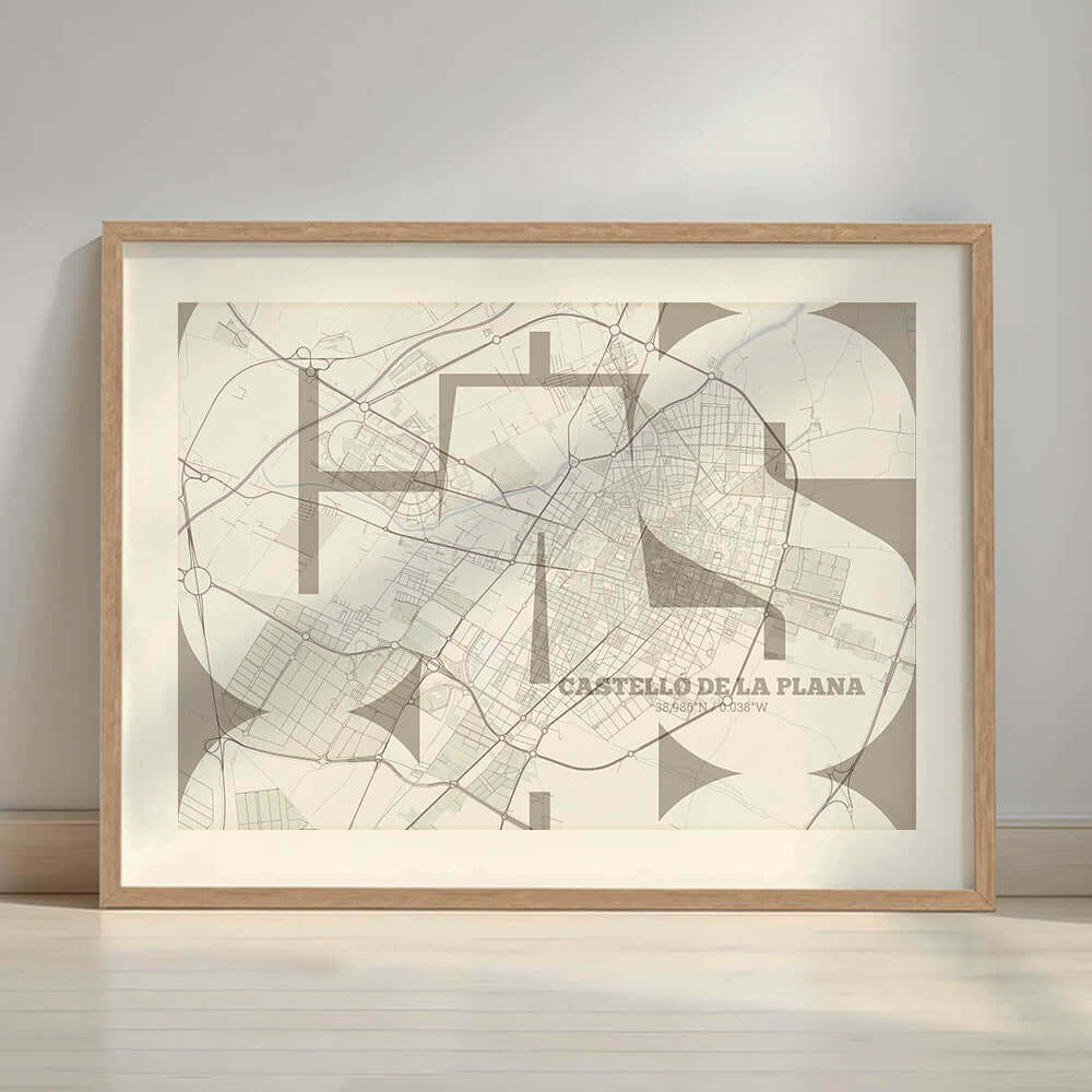 Póster artístico de Castellón con tipografía geométrica - Decoración personalizada