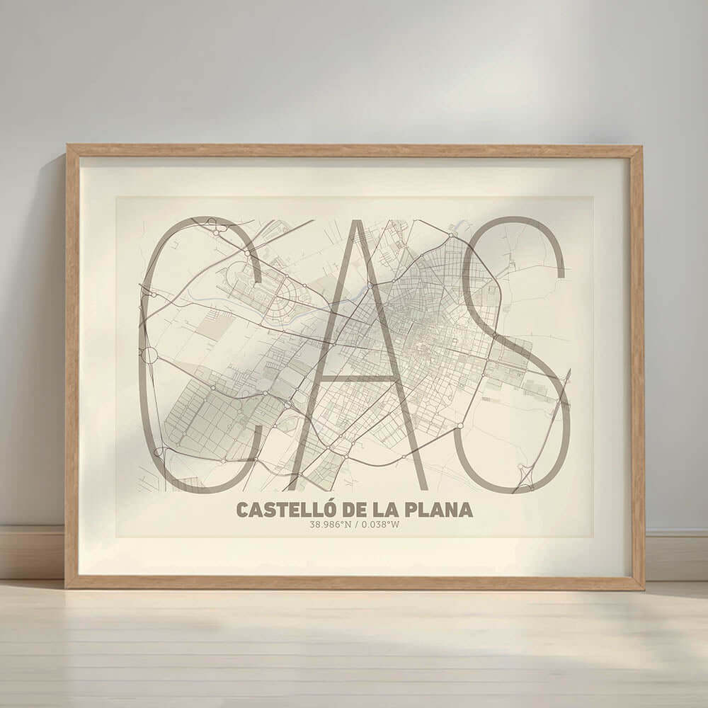 Póster decorativo de Castellón – Arte tipográfico ultrafino