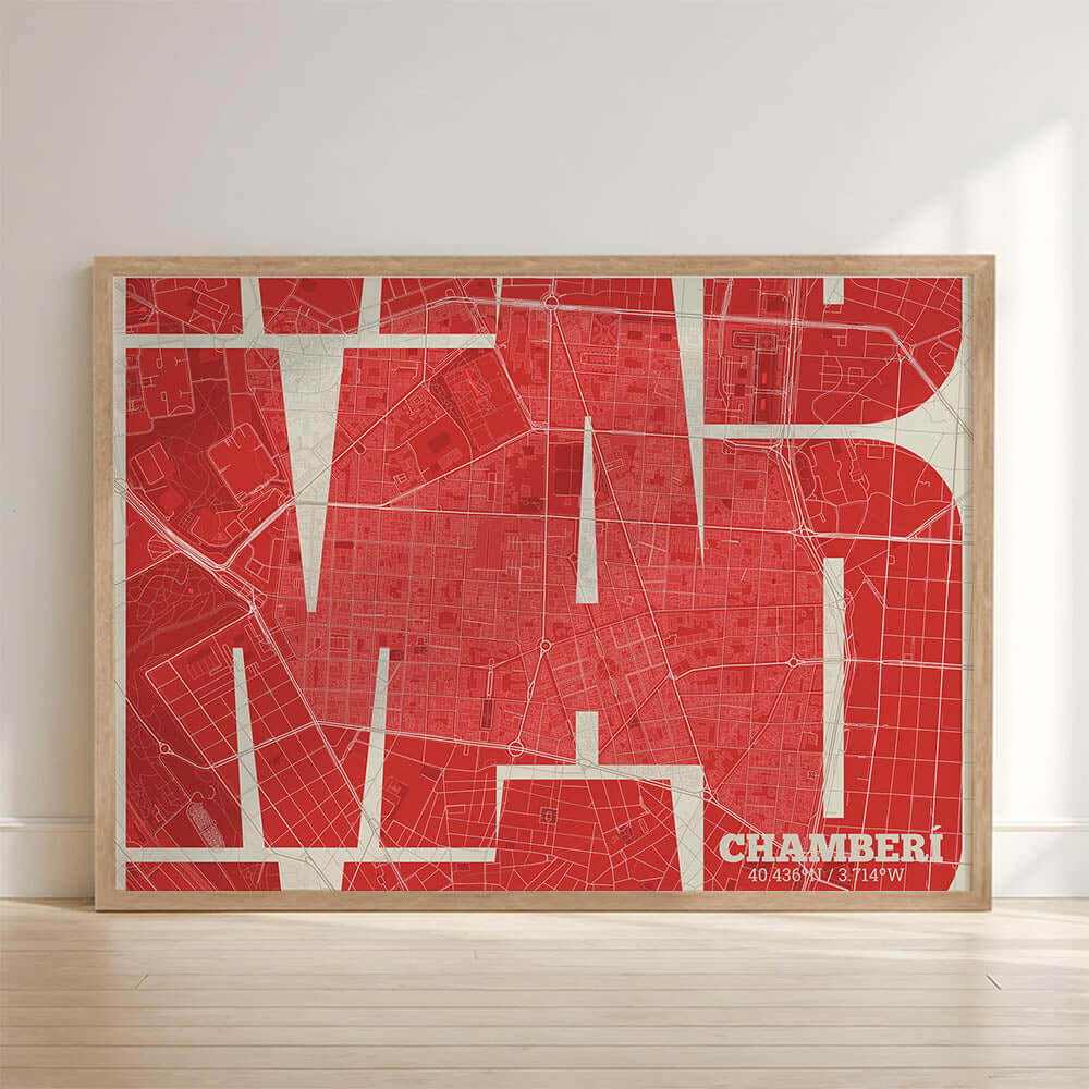Ilustración de Chamberí, Madrid con tipografía geométrica – "Las Letras Inseparables"