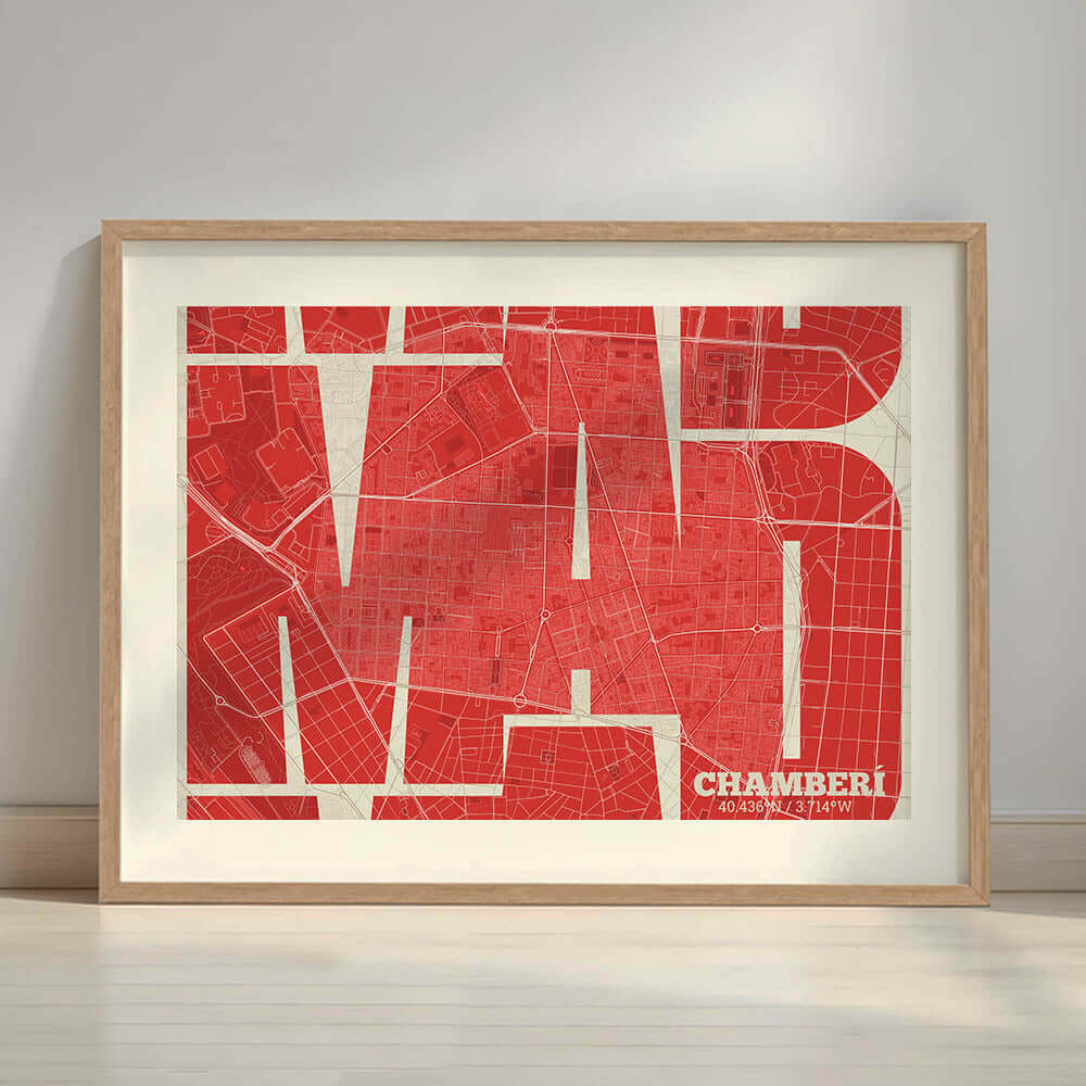 Ilustración de Chamberí, Madrid con tipografía geométrica – "Las Letras Inseparables"