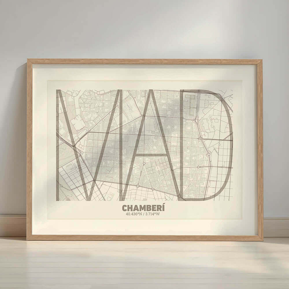 Póster decorativo de Chamberí, Madrid – Arte tipográfico ultrafino