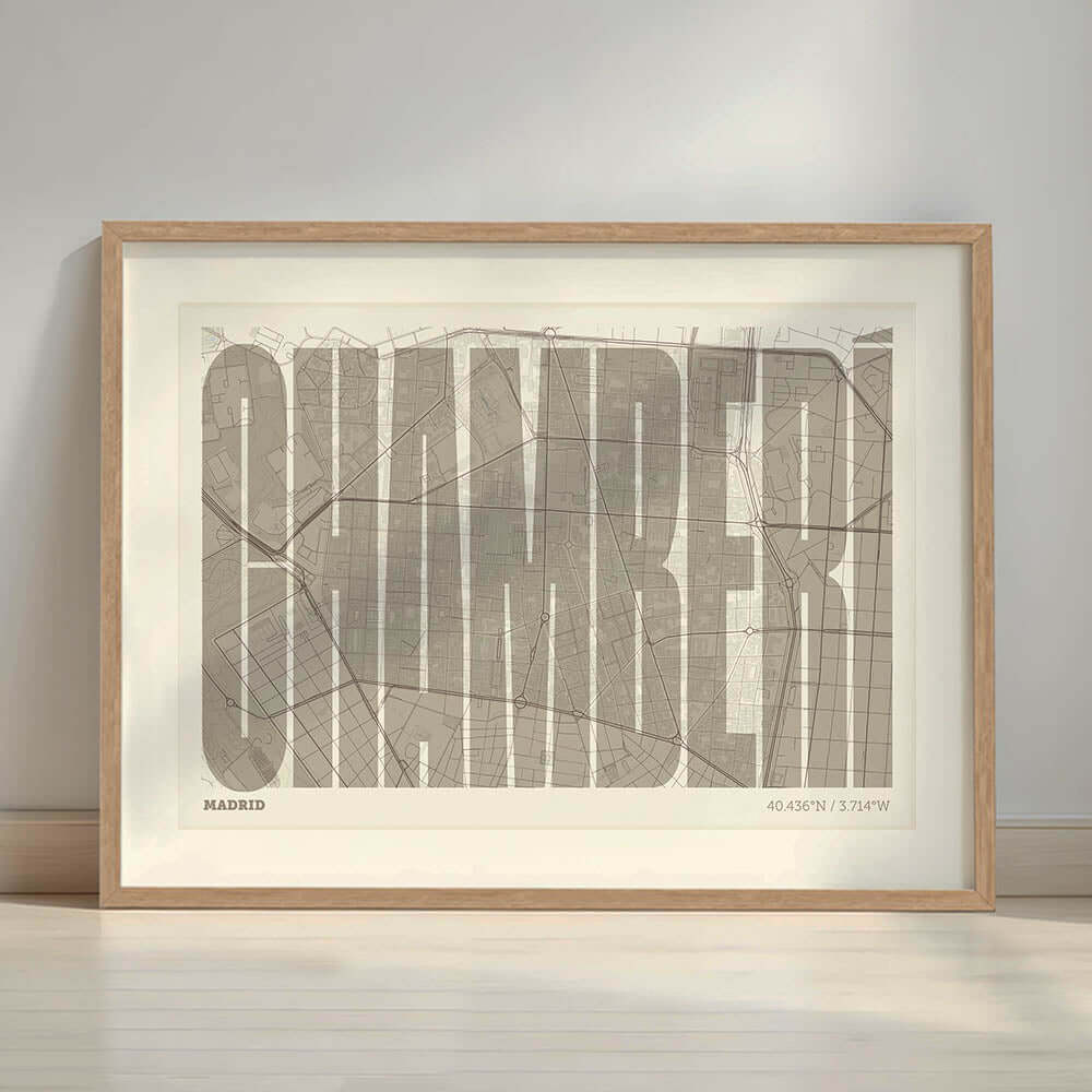 Recuerdo gráfico de Chamberí, Madrid – Lámina tipográfica contemporánea