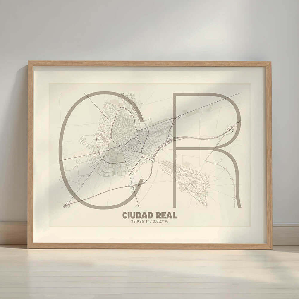 Póster decorativo de Ciudad Real – Arte tipográfico ultrafino