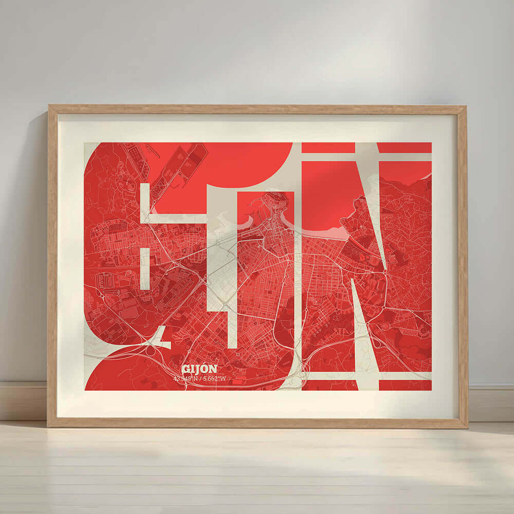 Ilustración de Gijón con tipografía geométrica – "Las Letras Inseparables"