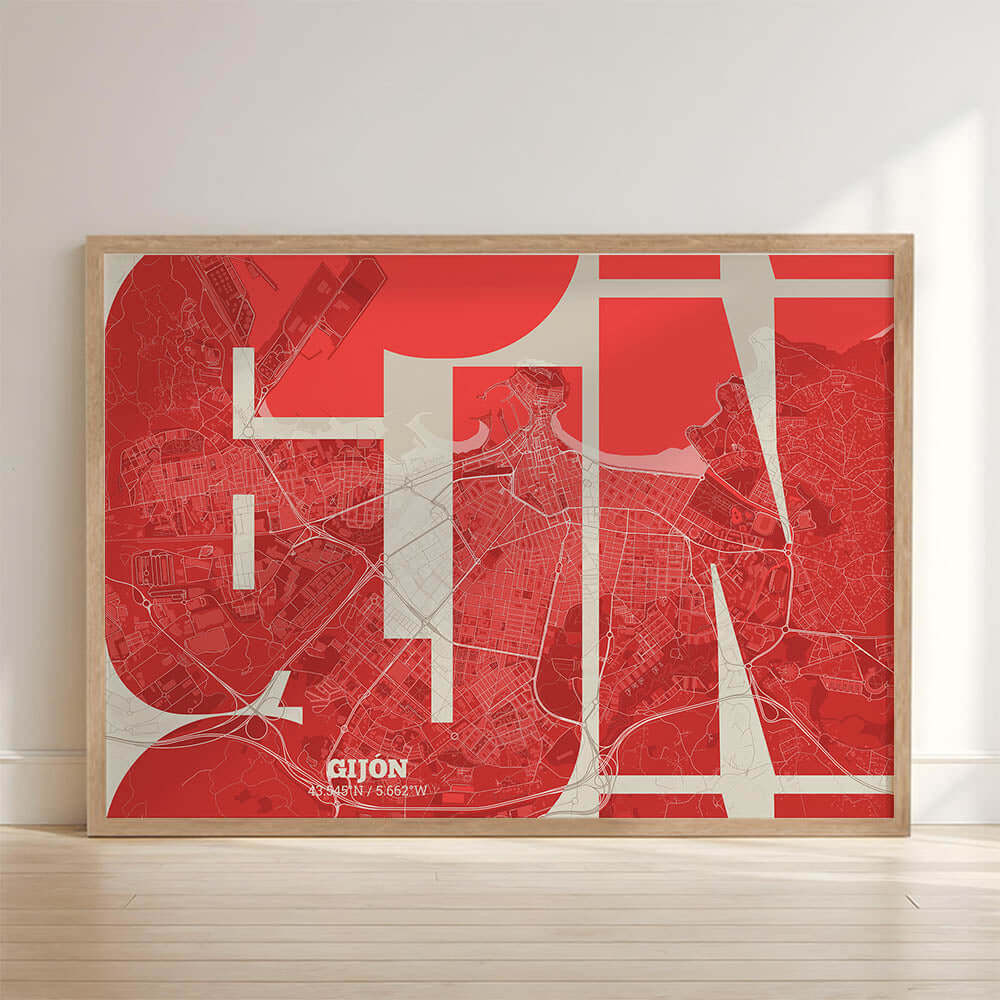 Ilustración de Gijón con tipografía geométrica – "Las Letras Inseparables"