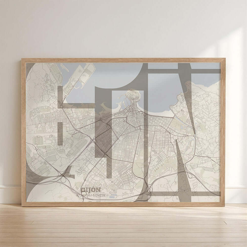 Ilustración de Gijón con tipografía geométrica – "Las Letras Inseparables"