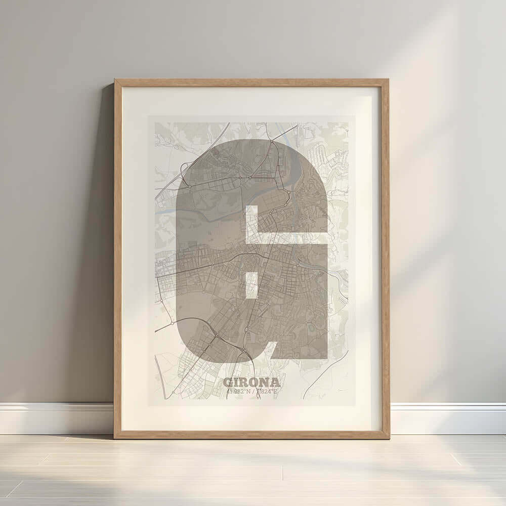 Lámina decorativa de Girona – Arte tipográfico moderno