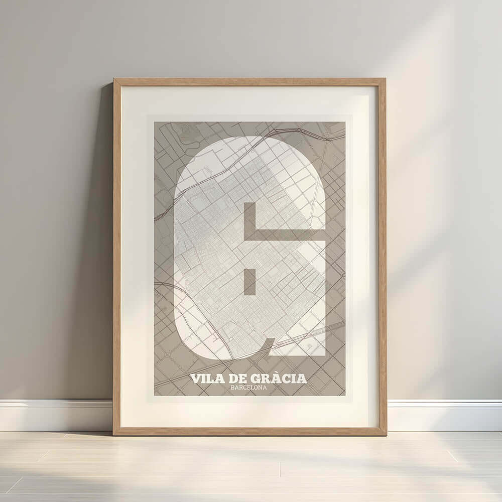 Lámina decorativa de Gracia, Barcelona – Arte tipográfico moderno