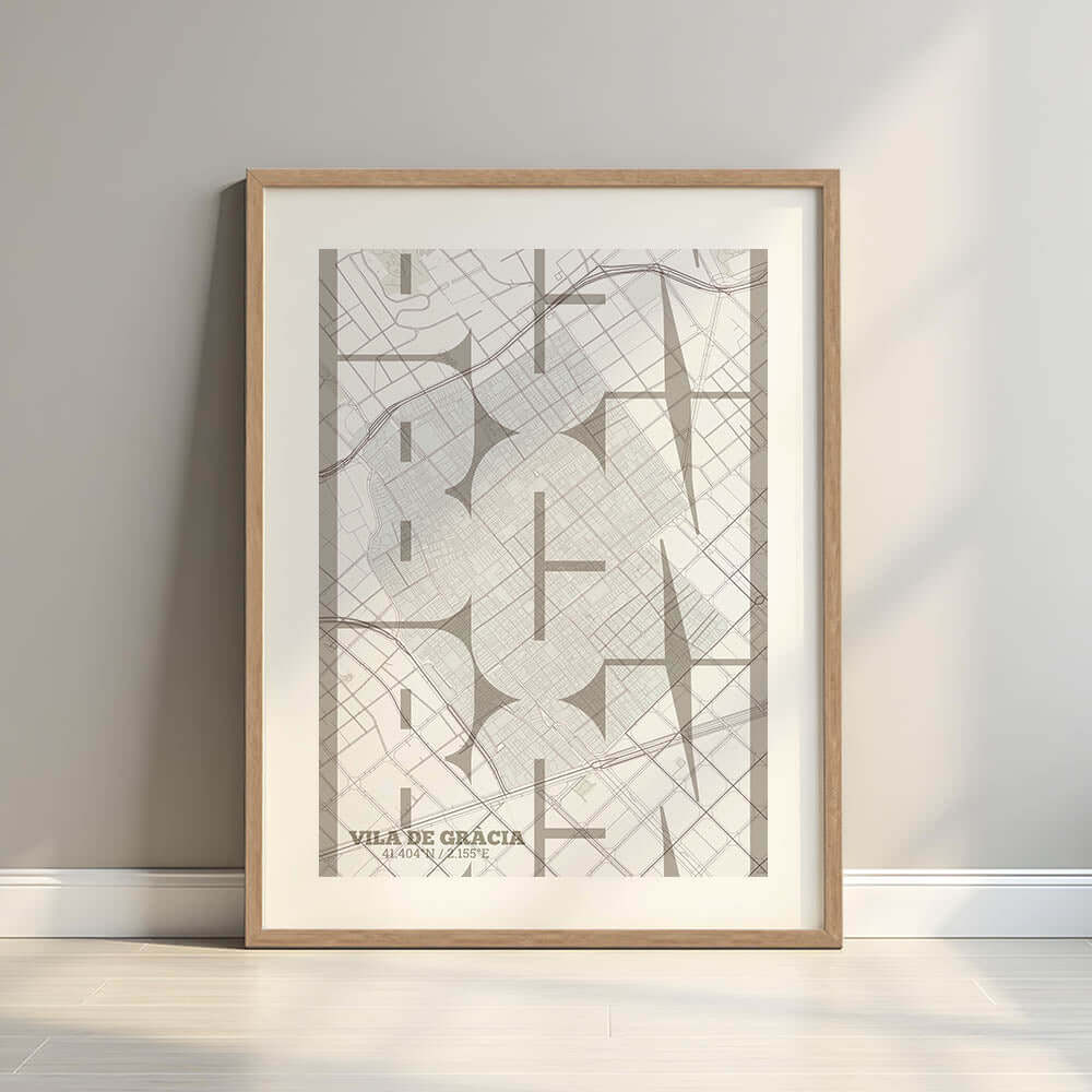 Póster artístico de Barcelona con tipografía geométrica - Decoración personalizada