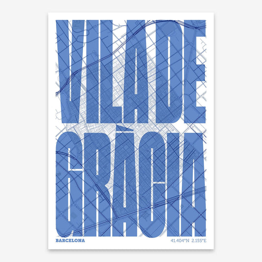 Gracia, a neighbourhood in Barcelona. Map V09