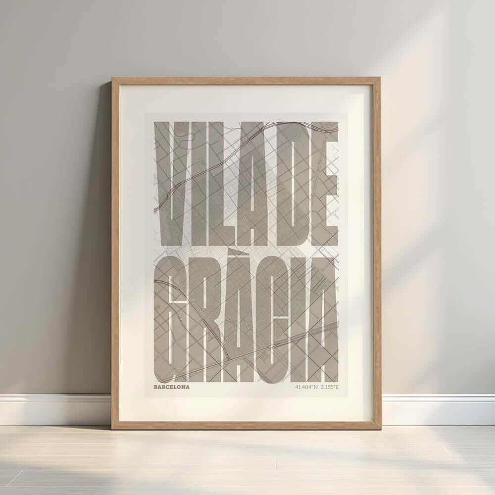 Recuerdo gráfico de Gracia, Barcelona – Lámina tipográfica contemporánea