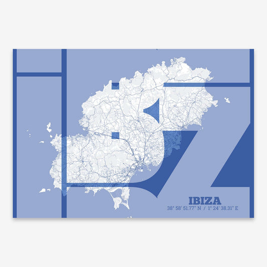 Ibiza art poster with geometric typography - Custom decoration