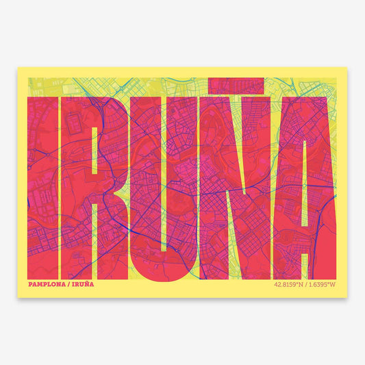 Recuerdo gráfico de Iruña – Lámina tipográfica contemporánea