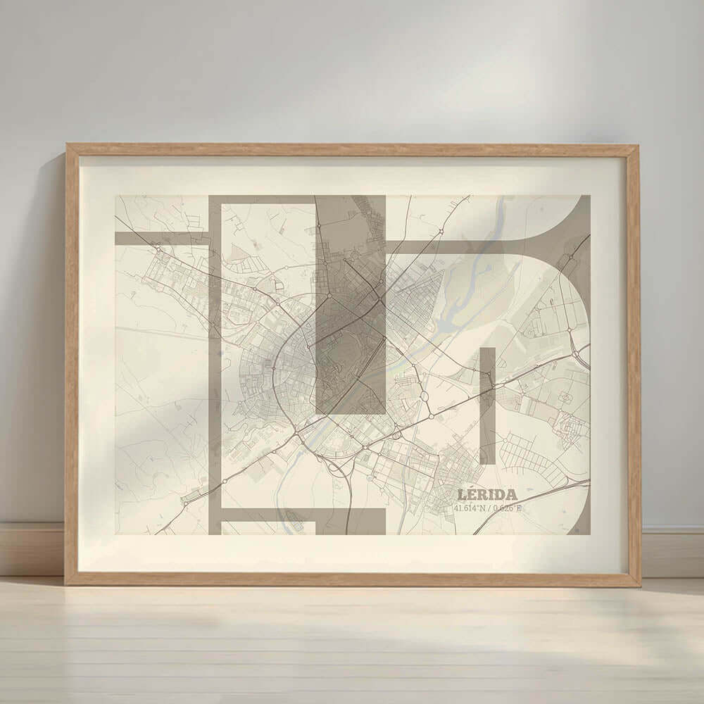 Póster artístico de Lleida con tipografía geométrica - Decoración personalizada