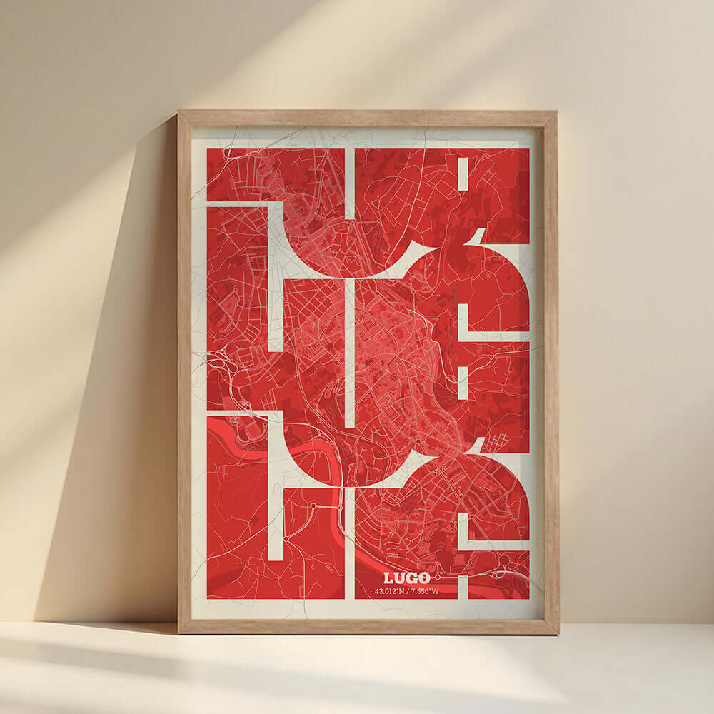 Ilustración de Lugo con tipografía geométrica – "Las Letras Inseparables"