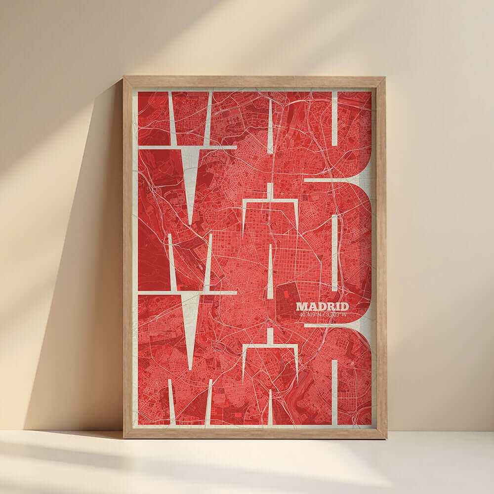 Ilustración de Madrid con tipografía geométrica – "Las Letras Inseparables"