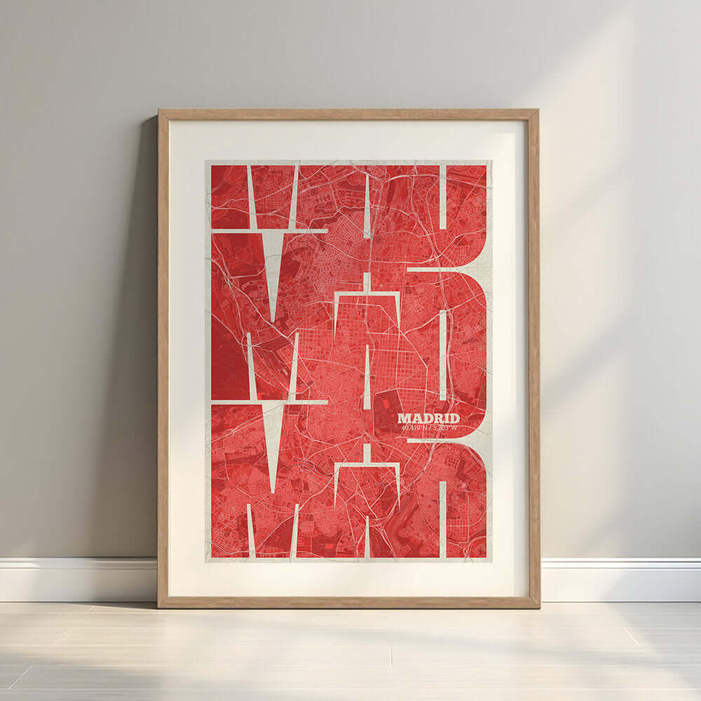 Ilustración de Madrid con tipografía geométrica – "Las Letras Inseparables"