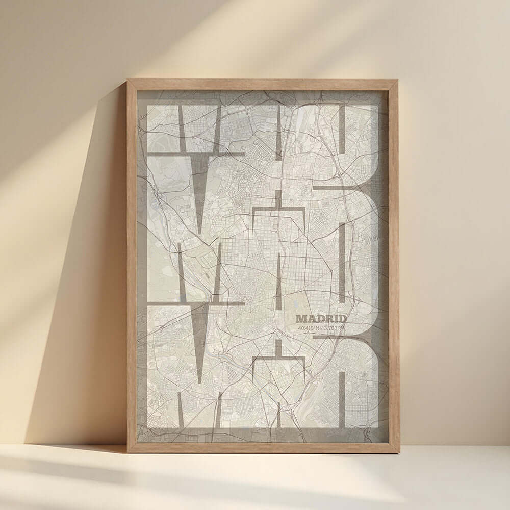 Ilustración de Madrid con tipografía geométrica – "Las Letras Inseparables"