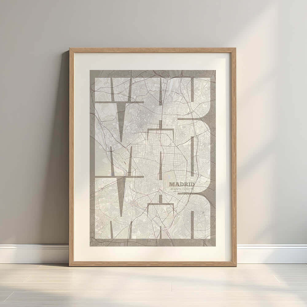 Ilustración de Madrid con tipografía geométrica – "Las Letras Inseparables"