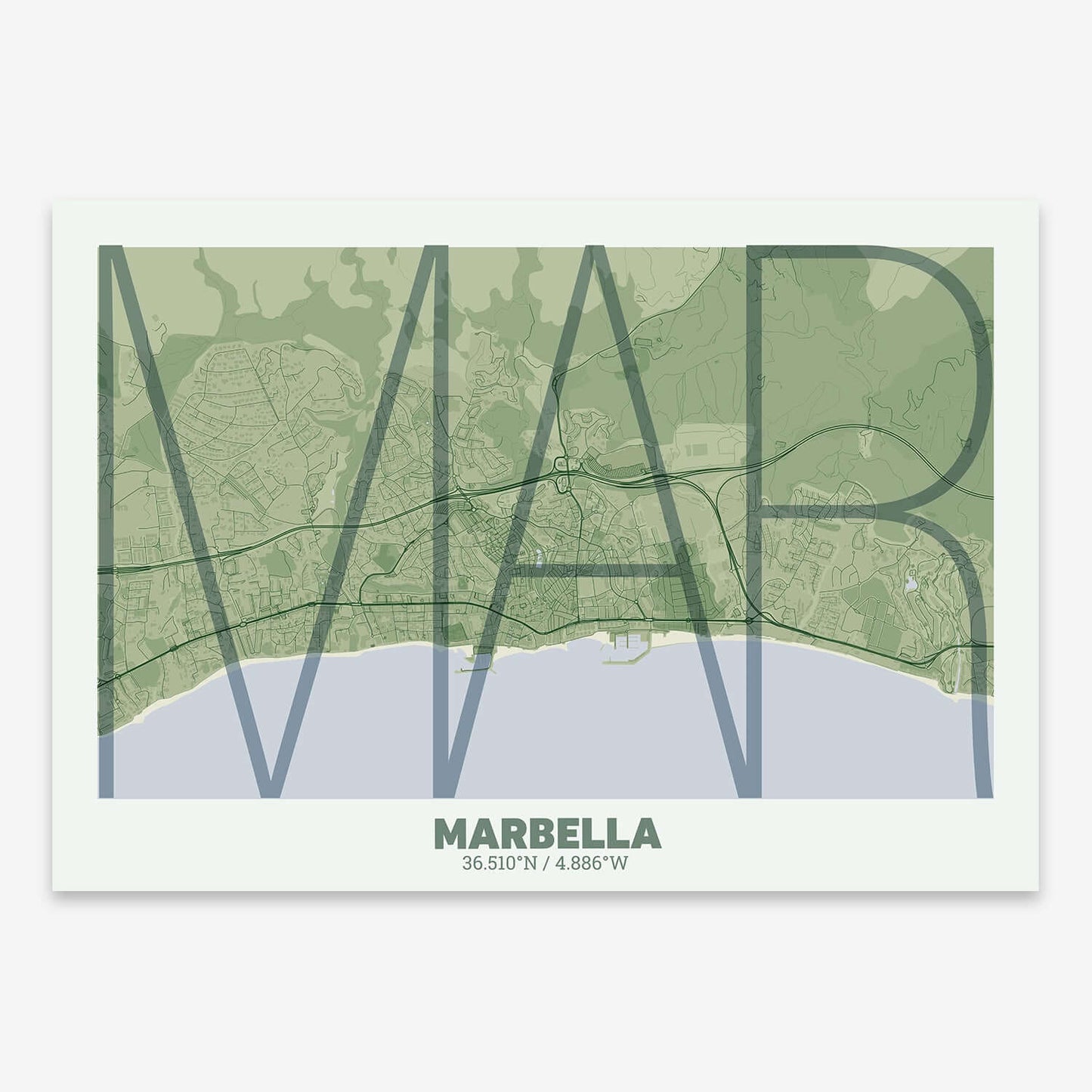Marbella decorative poster – Ultra-fine typographic art