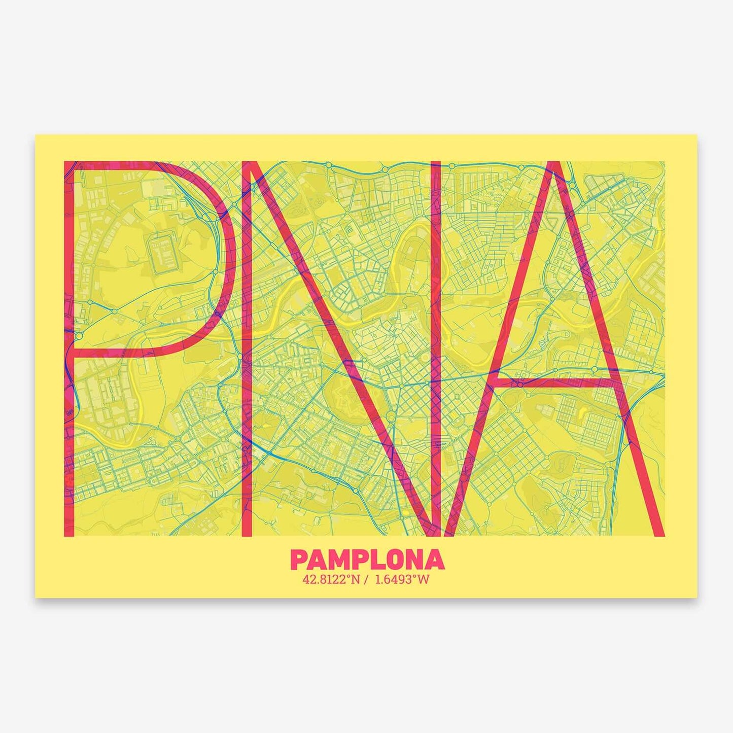 Póster decorativo de Pamplona – Arte tipográfico ultrafino