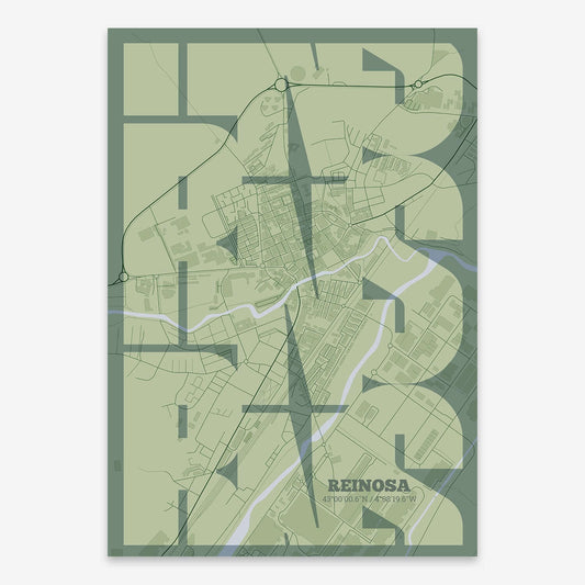 Artistic poster of Reinosa with geometric typography - Custom decoration