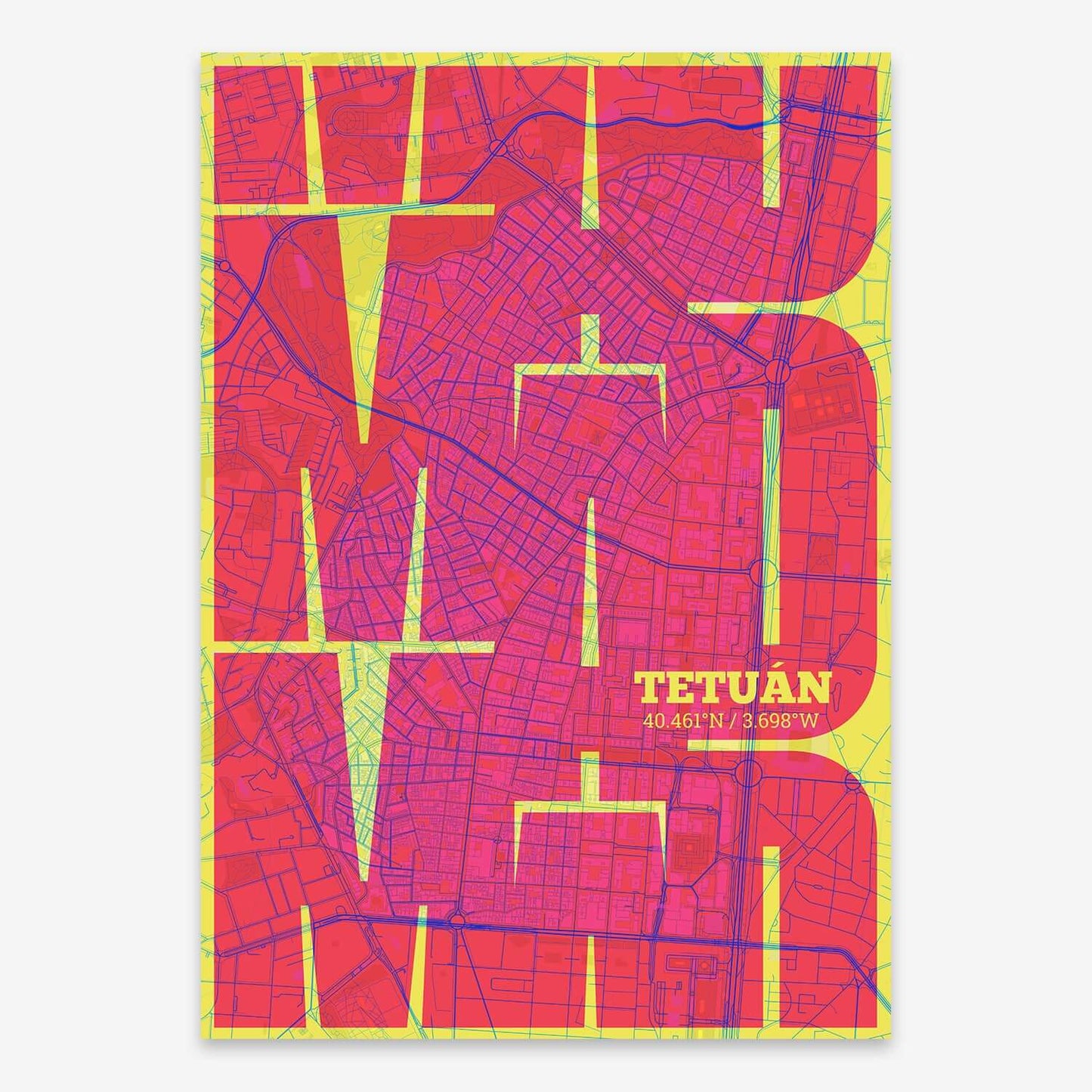 Ilustración de Tetuán, Madrid con tipografía geométrica – "Las Letras Inseparables"