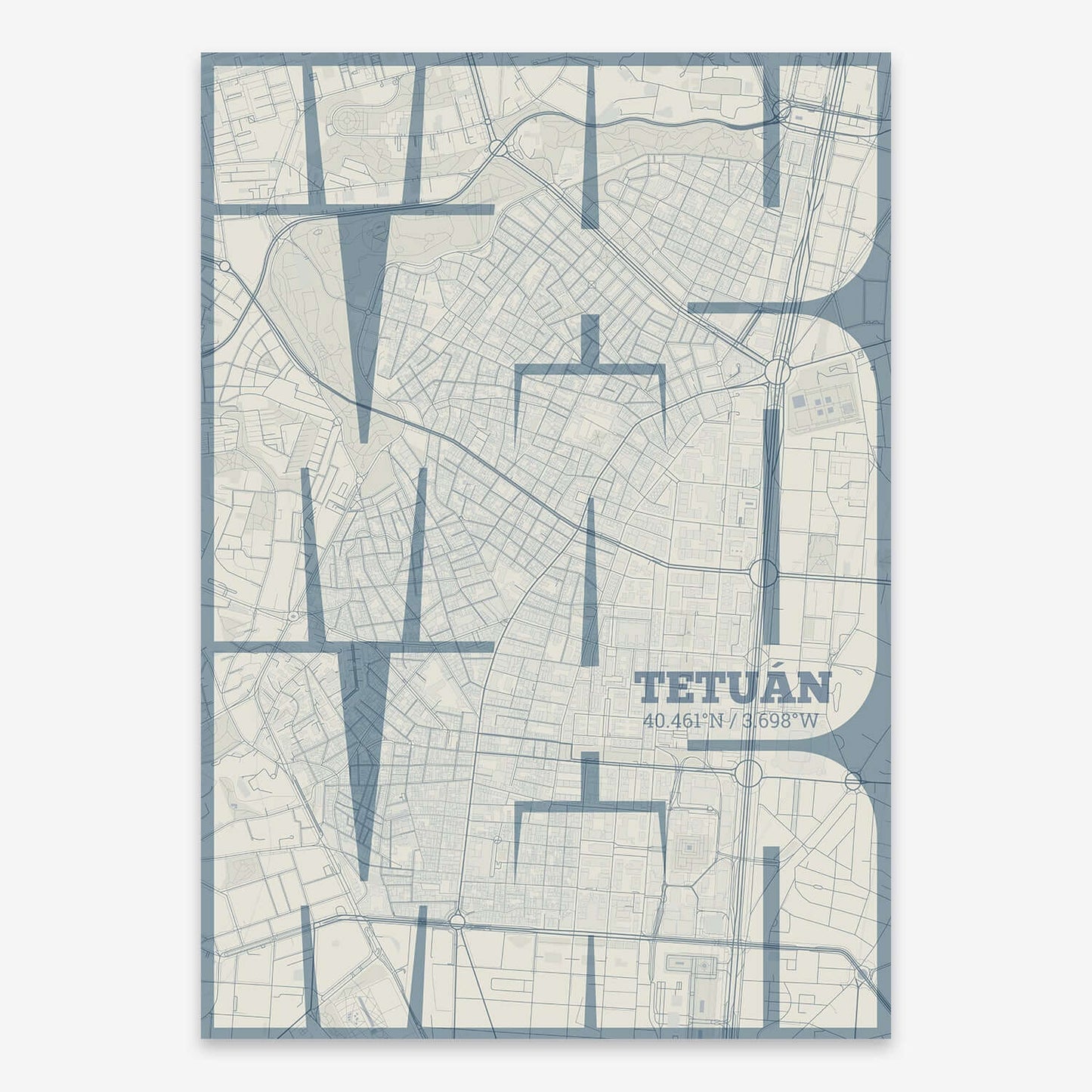 Ilustración de Tetuán, Madrid con tipografía geométrica – "Las Letras Inseparables"