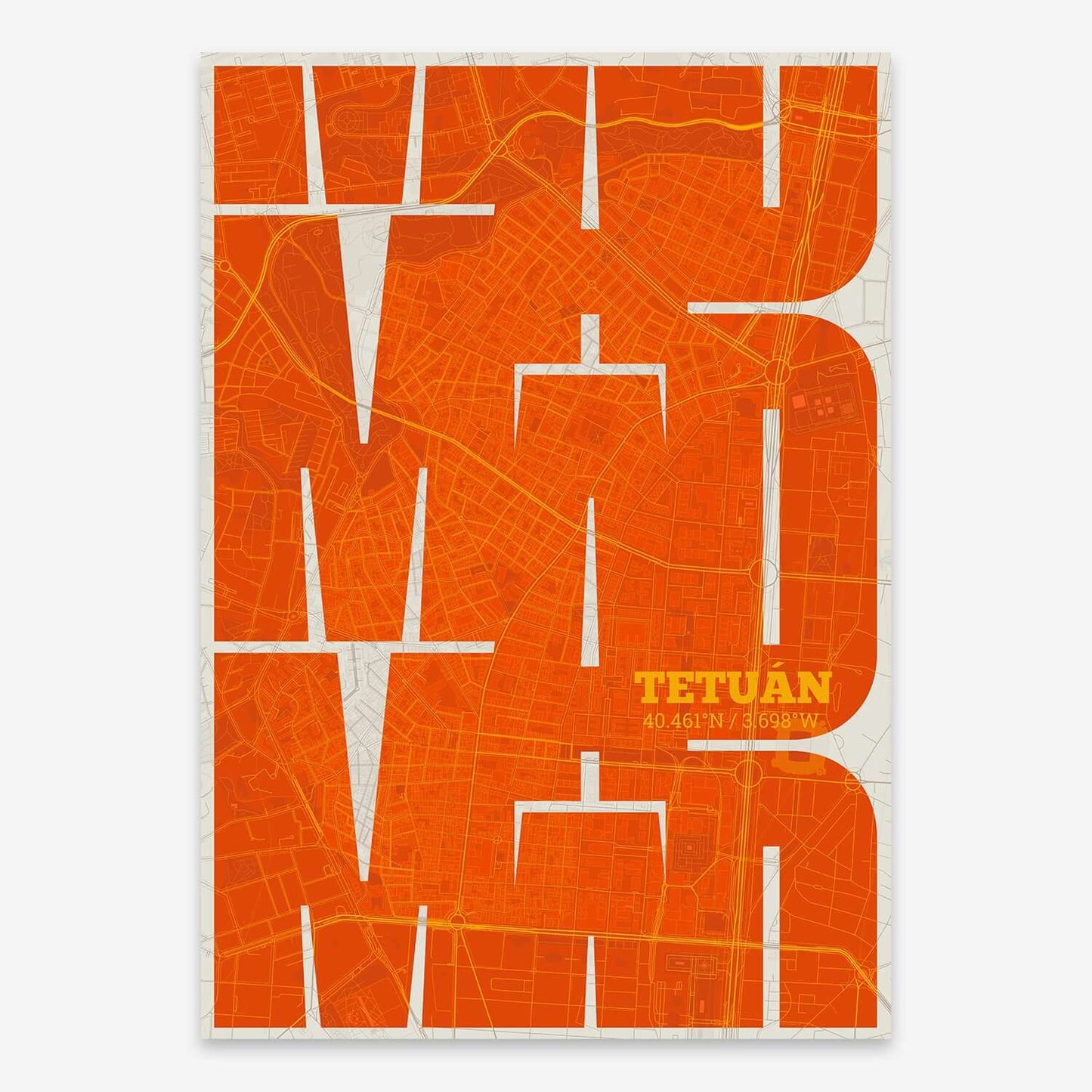 Ilustración de Tetuán, Madrid con tipografía geométrica – "Las Letras Inseparables"