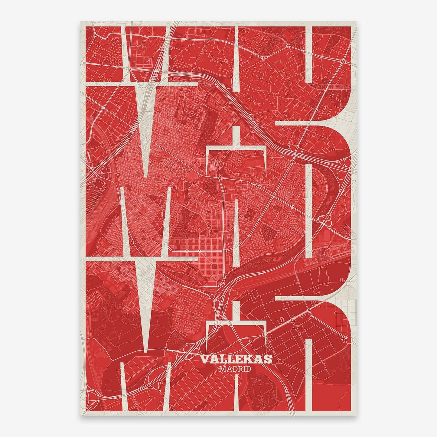 Ilustración de Vallecas, Madrid con tipografía geométrica – "Las Letras Inseparables"