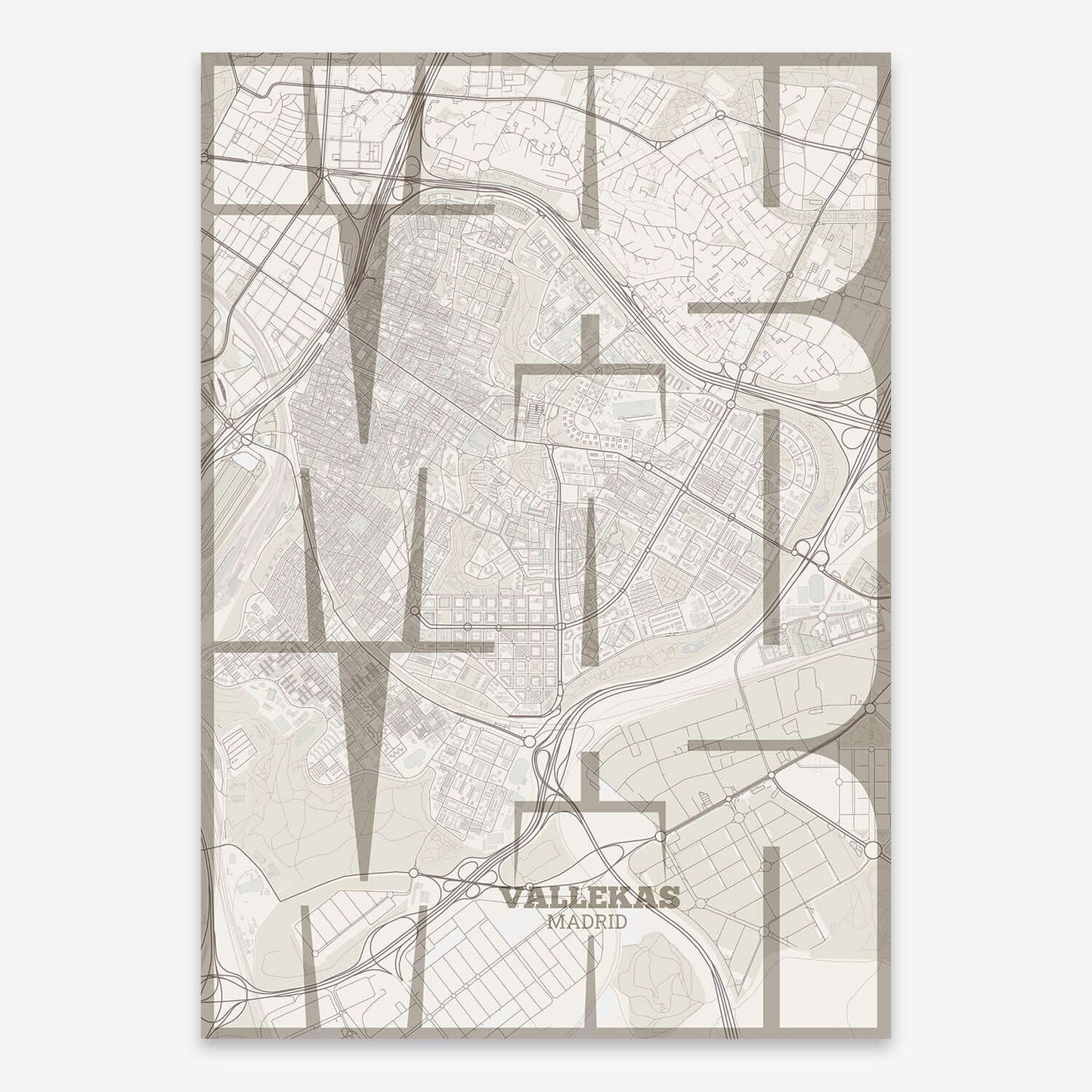 Ilustración de Vallecas, Madrid con tipografía geométrica – "Las Letras Inseparables"